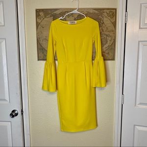 Bell sleeve yellow dress